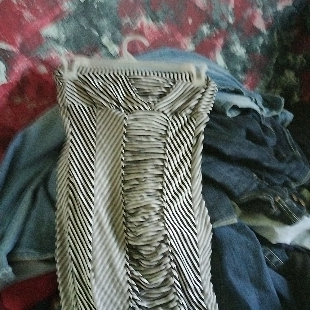 Extra small Navy and white striped bodycon tube top dress, 4EVA 21